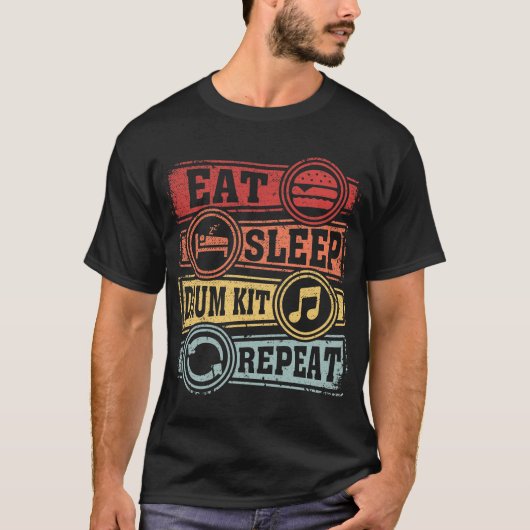 Eet Slaap Drum Kit Herhalen T-shirt (Voorkant)