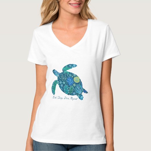 Eet, slaap, duik Herhaal T-shirt (Voorkant)