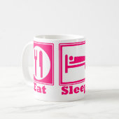 Eet, Slaap en Ride (Roller Onderzetters) - Roze Koffiemok (Voorkant links)