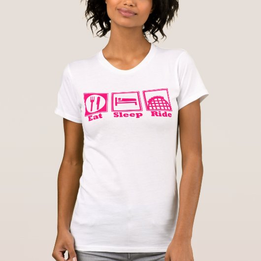 Eet, Slaap en Ride (Roller Onderzetters) - Roze ta T-shirt (Voorkant)