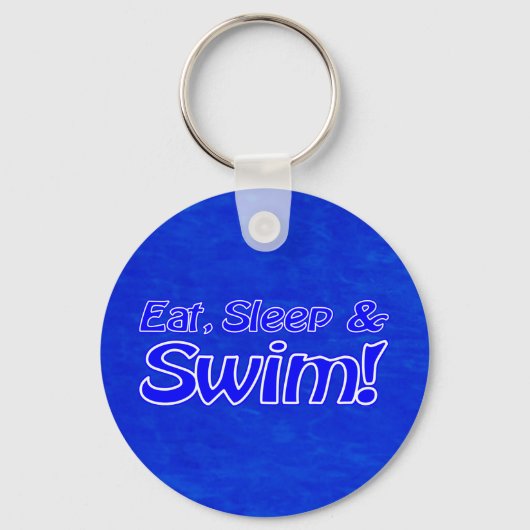 Eet, Slaap en Swim! felblauw Sleutelhanger (Voorkant)