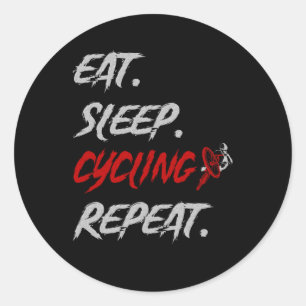 Eet slaap fietsen Herhaal fiets hobby Ronde Sticker
