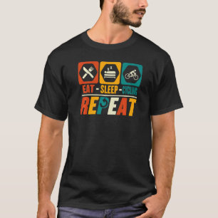 Eet slaap fietsen Herhaal fietsen fietser T-shirt
