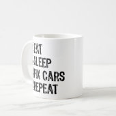 Eet Slaap Fix Auto's Herhaal Mechanic Opa Cool Koffiemok (Voorkant links)