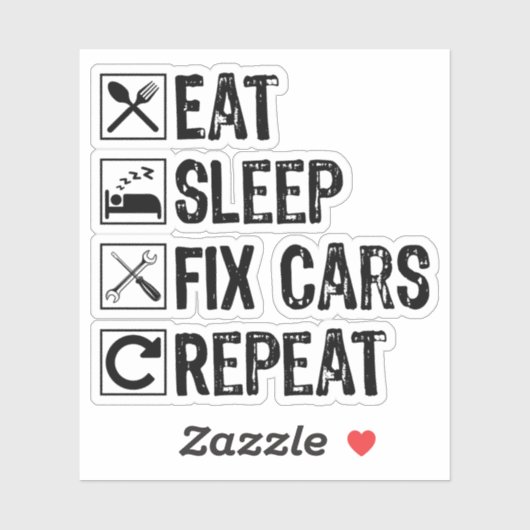 Eet Slaap Fix Auto's Herhaal Mechanic Opa Cool Sticker (Vel)