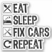 Eet Slaap Fix Auto's Herhaal Mechanic Opa Cool Sticker (Voorkant)