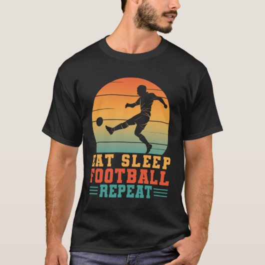 Eet Slaap Football Herhaal Voetbal Voetballer T-shirt (Voorkant)