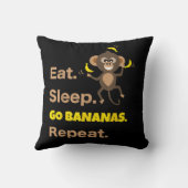 Eet Slaap Ga Bananen Herhaal Grappig Schattig Dier Kussen (Achterkant)