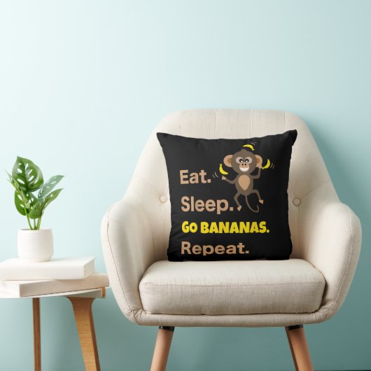 Eet Slaap Ga Bananen Herhaal Grappige Schattige Di Kussen (Stoel)