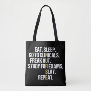 Eet slaap Ga naar klinieken Grappige Verpleegkunde Tote Bag