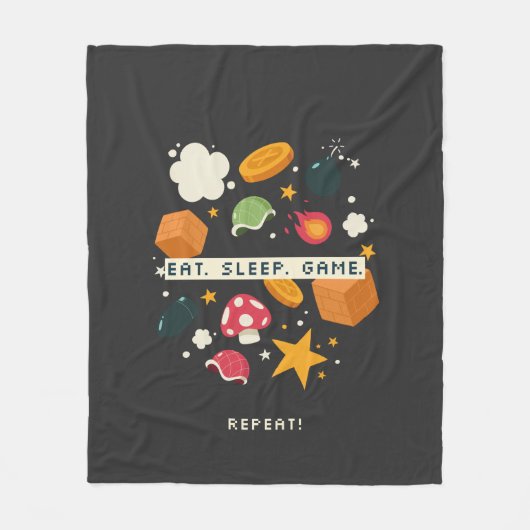 Eet. Slaap. Game. Herhaal. Fleece Deken (Voorkant)