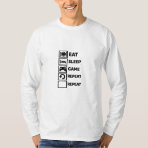 Eet Slaap Game Herhaal – Krachtige Gamer Borduurwe T-shirt