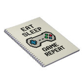 Eet Slaap Game Herhaal – Pixel Gamer Notitieboek (Rechterzijde)