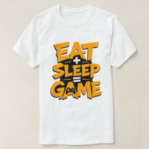 Eet Slaap Game Orange Grunge Gamer Citaat T-shirt