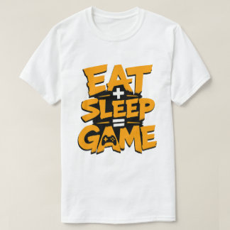 Eet Slaap Game Orange Grunge Gamer Citaat T-shirt