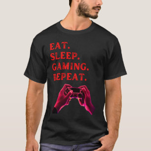 Eet slaap gaming herhaal fummy gamer gezegde boys t-shirt