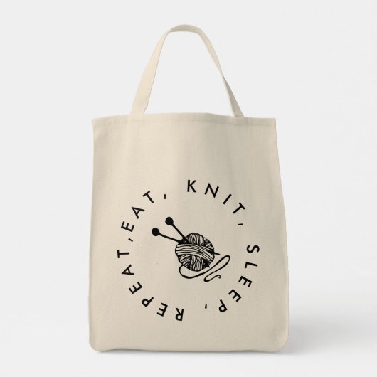 Eet slaap gebreid herhalen Breien Naalden cadeau Tote Bag (Achterkant)
