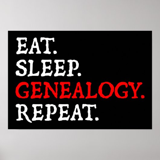 Eet. Slaap. Genealogie. Herhaal. Poster (Voorkant)