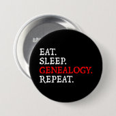Eet. Slaap. Genealogie. Herhaal. Ronde Button 7,6 Cm (Voorkant /achterkant)