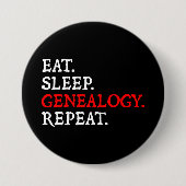 Eet. Slaap. Genealogie. Herhaal. Ronde Button 7,6 Cm (Voorkant)