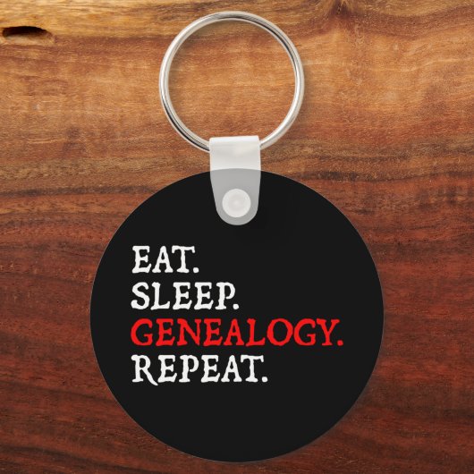 Eet. Slaap. Genealogie. Herhaal. Sleutelhanger (Voorkant)