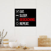 Eet. Slaap. Geocaching. Herhaal Poster (Keuken)