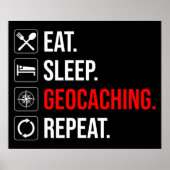Eet. Slaap. Geocaching. Herhaal Poster (Voorkant)