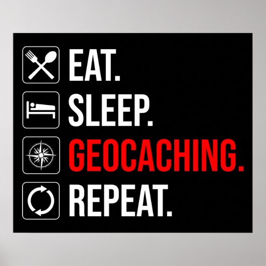 Eet. Slaap. Geocaching. Herhaal Poster (Voorkant)