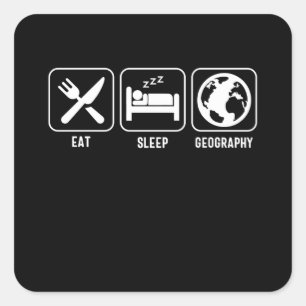 Eet. Slaap. Geografie Vierkante Sticker