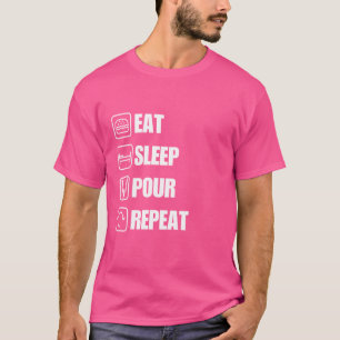 Eet Slaap Giet Herhaal Grappige Bier Brouwerij T-shirt