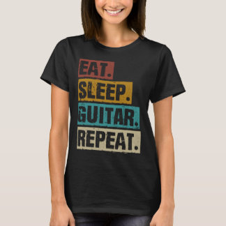 Eet Slaap Gitaar Herhaal Retro Gitarist PL T-shirt