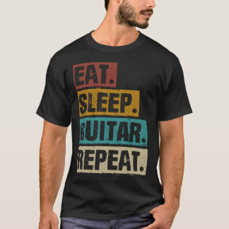 Eet Slaap Gitaar Herhaal Retro Gitarist PL T-shirt