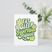 Eet slaap Goede vibes Herhaal Briefkaart (Staand voorkant)