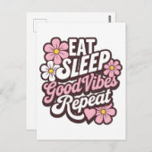 Eet slaap Goede vibes Herhaal Briefkaart (Voorkant / Achterkant)