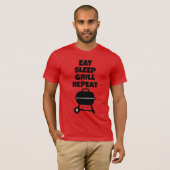 Eet Slaap Grill Herhaal BBQ t-shirt voor chef-kok (Voorkant volledig)
