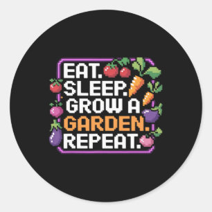 Eet Slaap Groei Een Tuin Herhaal Tuinieren Spel Ronde Sticker