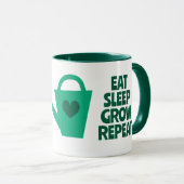 Eet Slaap Groeien Herhaal schattige tuin water gev Mok (Voorkant rechts)