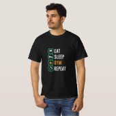 Eet. Slaap. Gym. Herhaal. – Eenvoudige Fitness Lif T-shirt (Voorkant volledig)