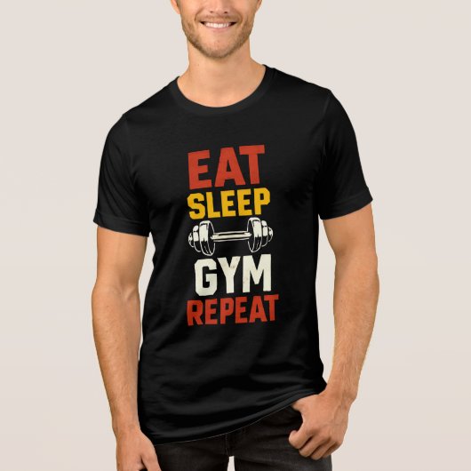 "Eet Slaap Gym Herhaal Fitness T-shirt" Tri-Blend Shirt (Voorkant)