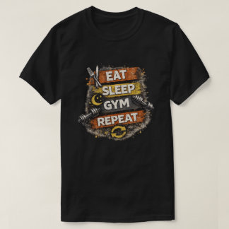 Eet Slaap Gym Herhaal Vintage Fitness Grafisch T-shirt