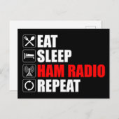 Eet. Slaap. Ham Radio. Herhaal Briefkaart (Voorkant / Achterkant)