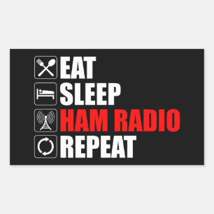 Eet. Slaap. Ham Radio. Herhaal Rechthoekige Sticker