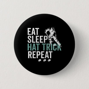 Eet Slaap Hat Trick Herhaal Cool IJshockey Puck Fa Ronde Button 5,7 Cm