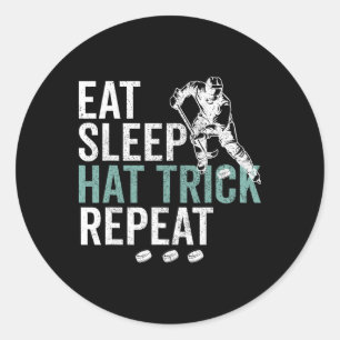 Eet Slaap Hat Trick Herhaal Koel Ijshockey Puck Fa Ronde Sticker