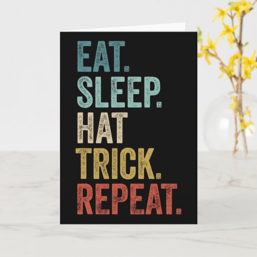 Eet Slaap Hat Trick Herhaal Voetbal IJshockey Kaart (Gele Bloem)