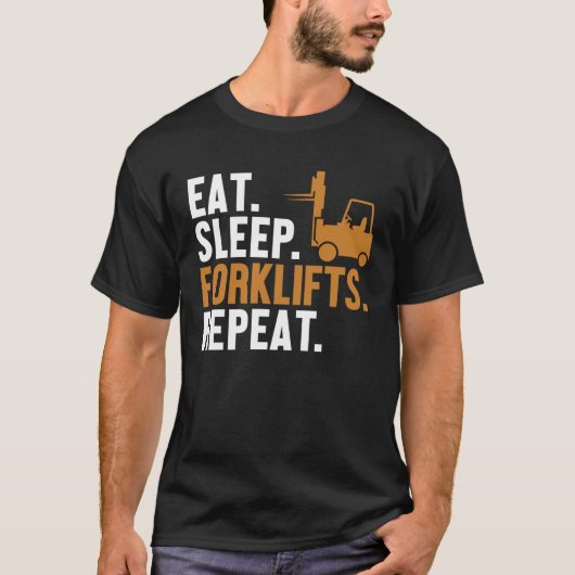 Eet Slaap Heftrucks Herhaal Reach Truck Pro Heftru T-shirt (Voorkant)