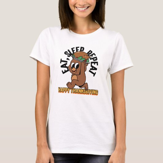 Eet slaap Herhaal Happy Thanksgiving T-shirt voor (Voorkant)