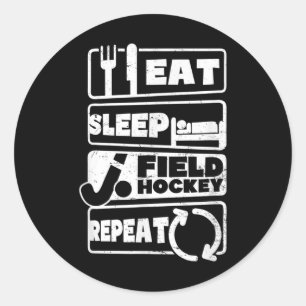 Eet Slaap Herhaal Ontwerp Veldhockey Ronde Sticker