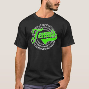Eet slaap Herhaal tennis retro stijl T-shirt