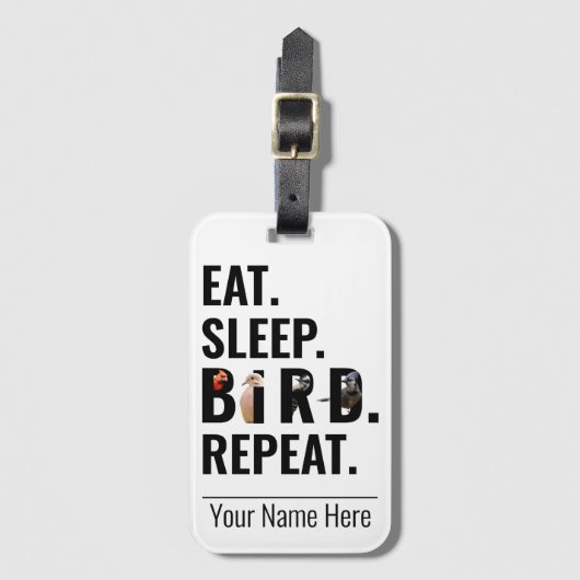 Eet Slaap Herhaal Vogelwaarnemer Bagagelabel (Voorkant (verticaal))